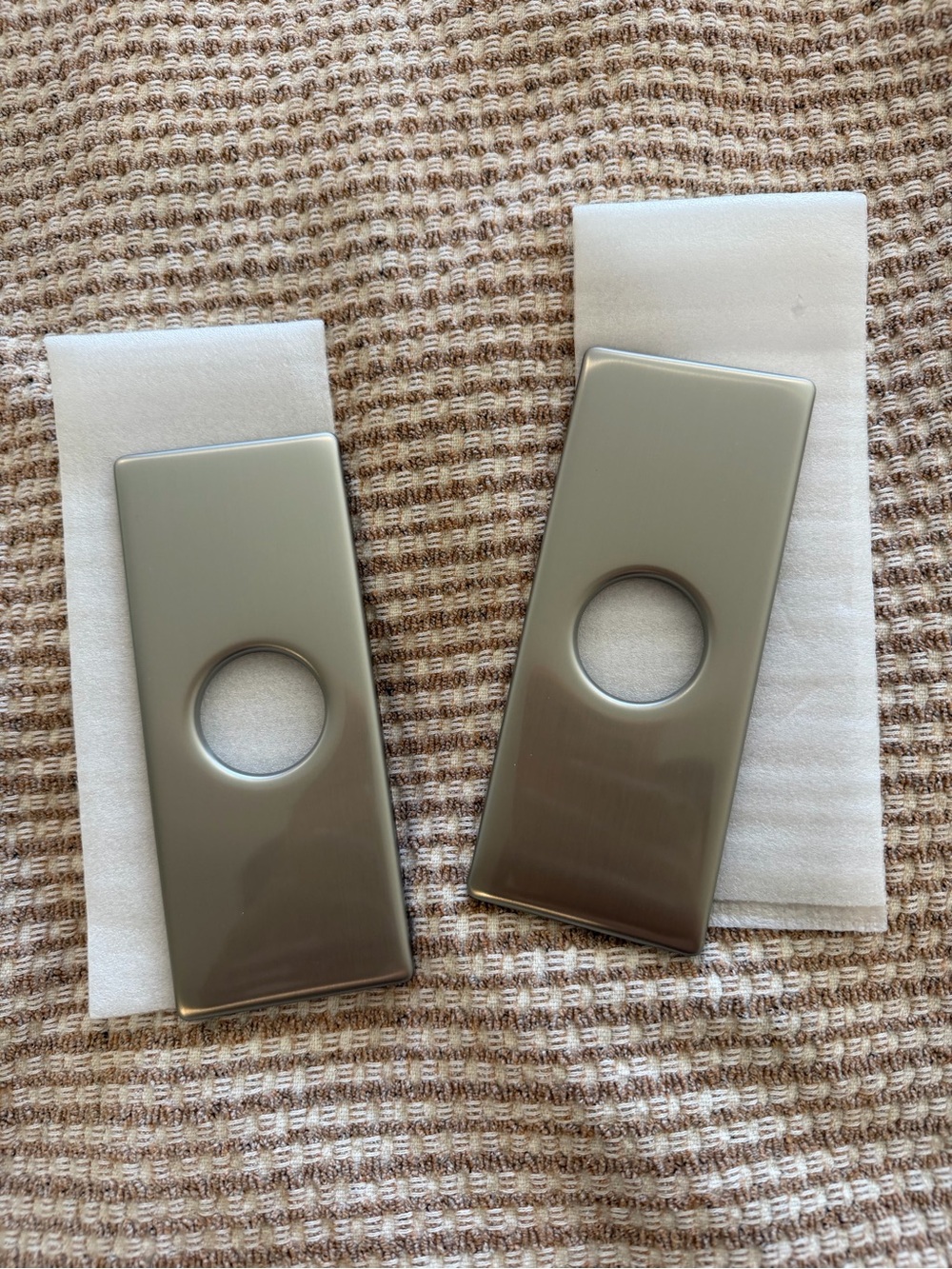 Brushed Nickel Decorative Wall Plate Pair - Sleek Silver Accent